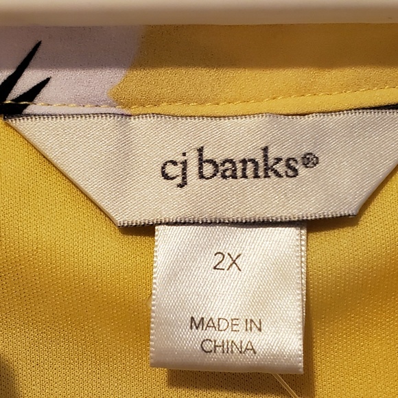 CJ Banks Dress - Plus Size 2x, Midi, Yellow, Foral - Picture 2 of 8